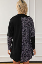 Half Button Leopard Collared Neck Blouse - Ladyez