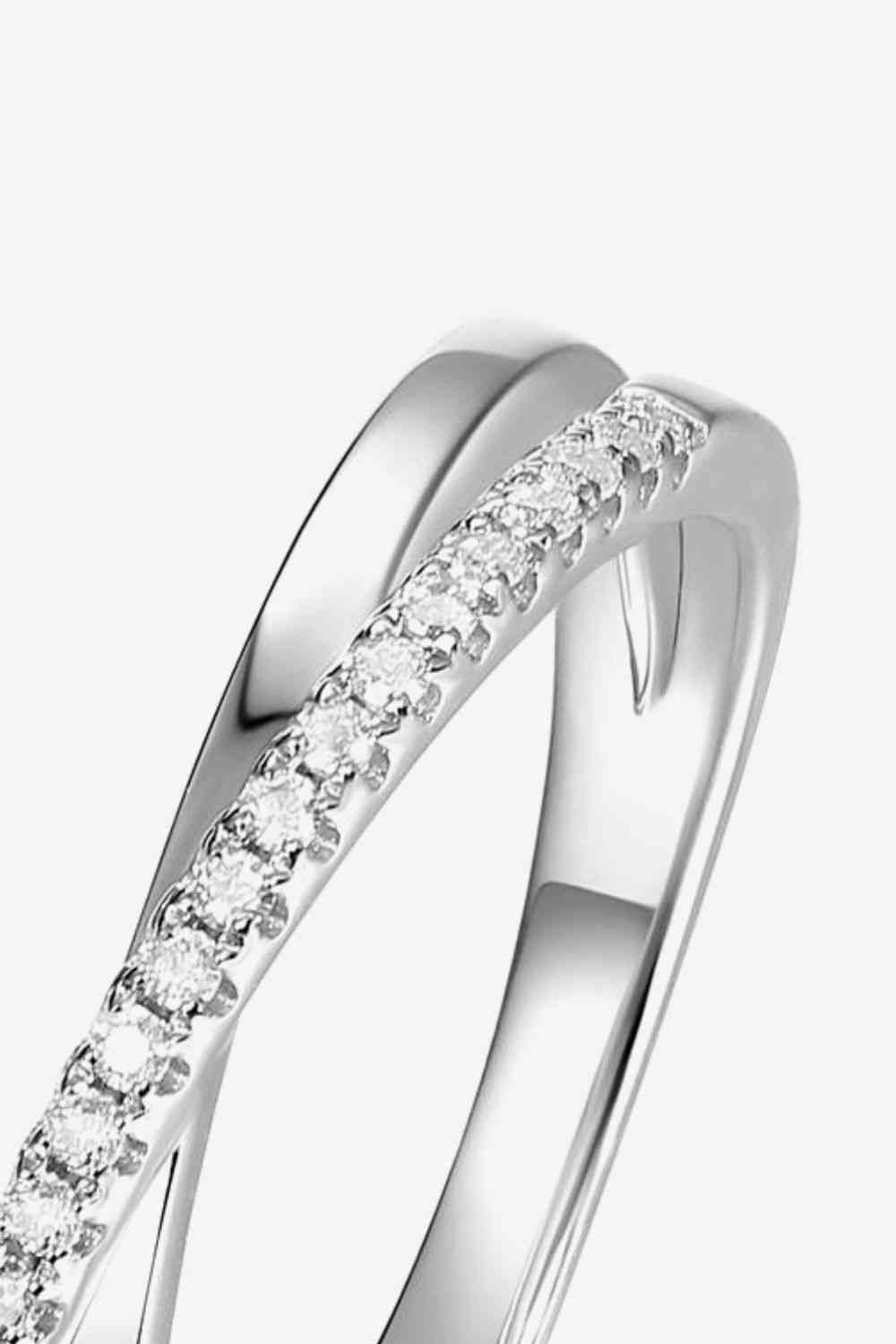 Adored Moissanite Crisscross 925 Sterling Silver Ring - Ladyez