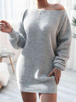 Rib-Knit Mini Sweater Dress - Ladyez