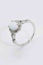 925 Sterling Silver Platinum-Plated Opal Ring - Ladyez