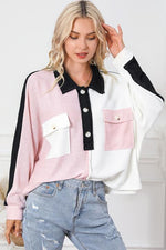 Multicolor Button-Down Long Sleeve Blouse - Ladyez