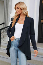Open Front Long Sleeve Cardigan - Ladyez