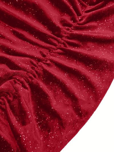 Glitter Ruched Cowl Neck Wrap Dress - Ladyez