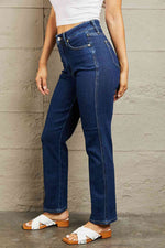 Judy Blue Kailee Full Size Tummy Control High Waisted Straight Jeans - Ladyez