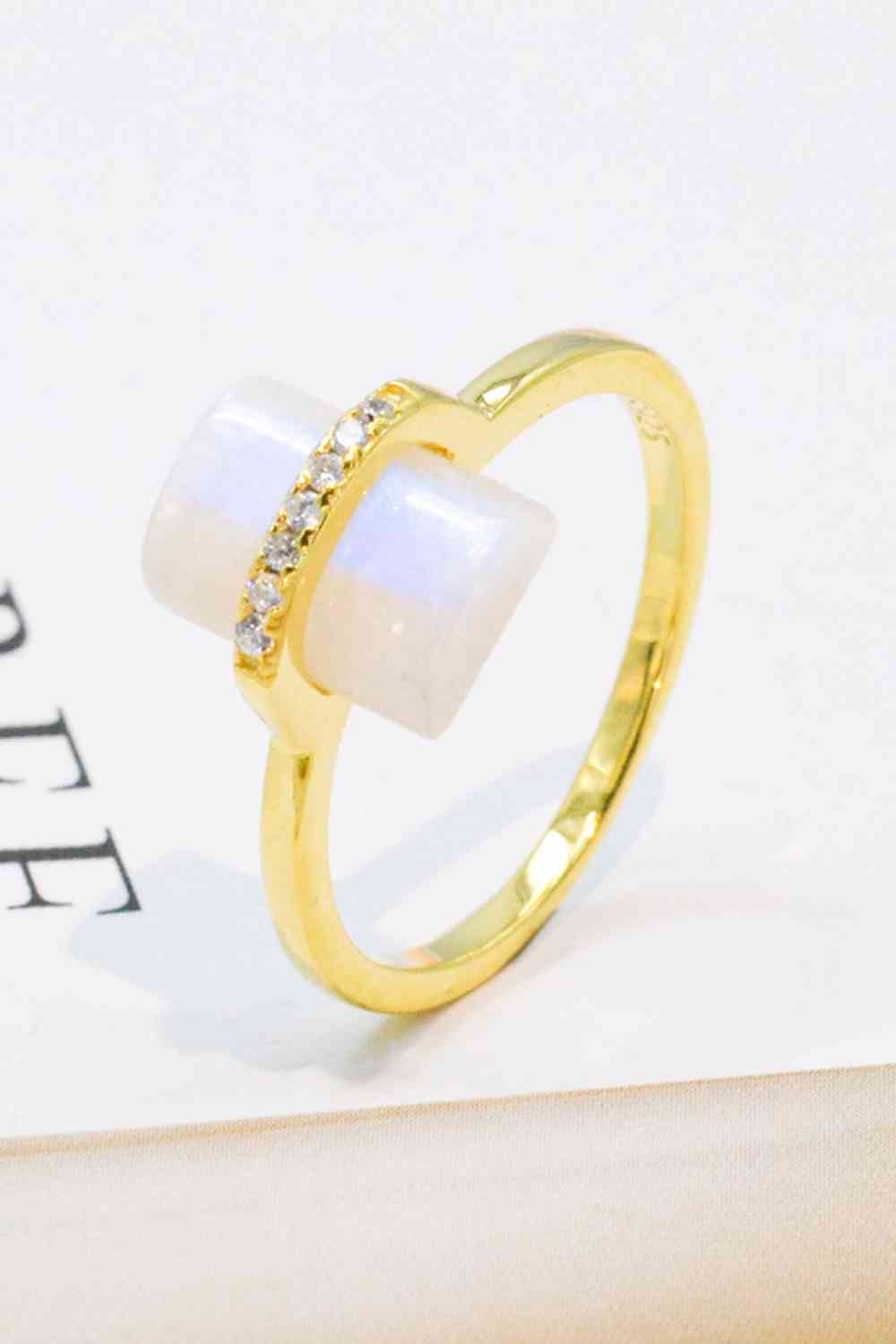 Natural Moonstone Platinum-Plated Ring - Ladyez