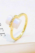 Natural Moonstone Platinum-Plated Ring - Ladyez