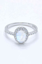 925 Sterling Silver Natural Moonstone Halo Ring - Ladyez