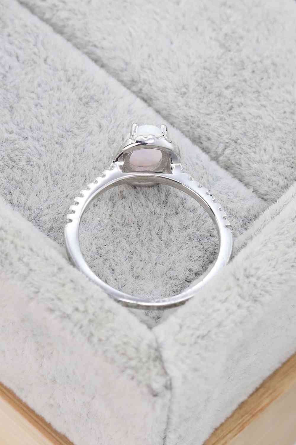 Opal 925 Sterling Silver Halo Ring - Ladyez