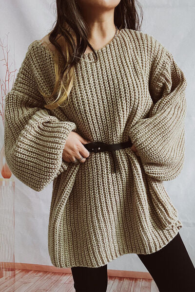 Boat Neck Dropped Shoulder Mini Sweater Dress - Ladyez