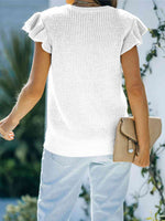 Round Neck Cap Sleeve Sweater - Ladyez