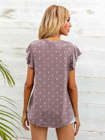 Round Neck Butterfly Sleeve Top - Ladyez