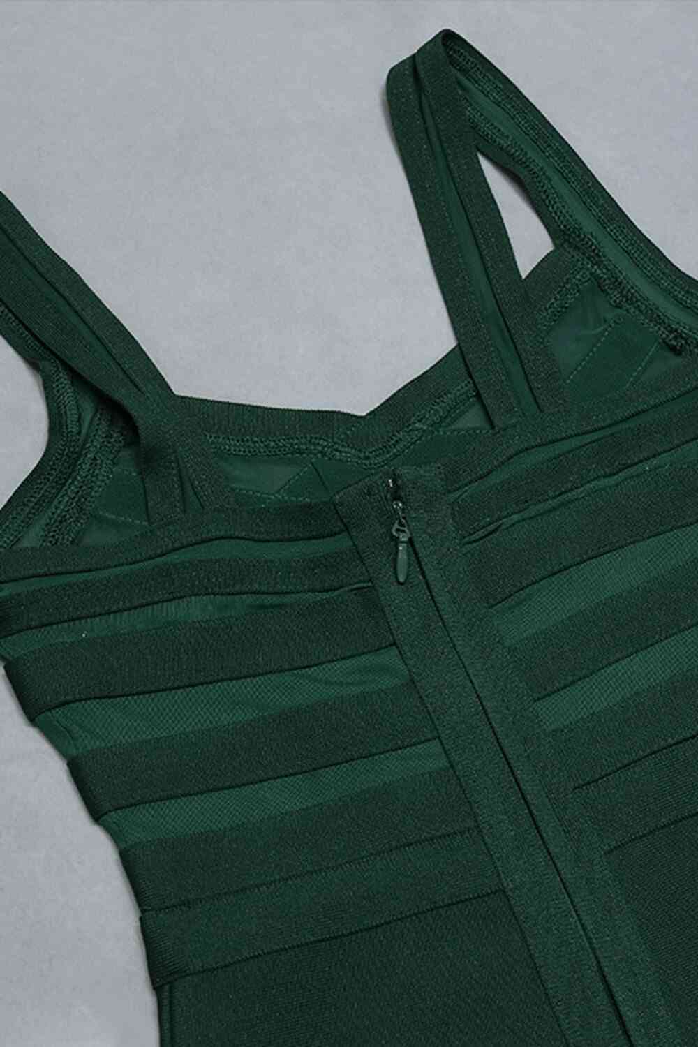 Sleeveless Spliced Mesh Midi Bandage Dress - Ladyez