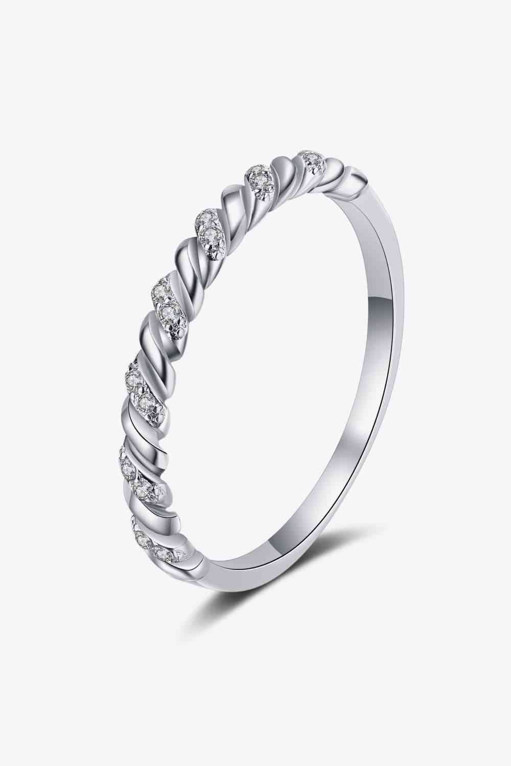 Moissanite Rhodium-Plated Half-Eternity Ring - Ladyez
