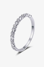 Moissanite Rhodium-Plated Half-Eternity Ring - Ladyez