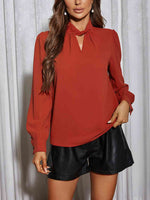Cutout Puff Sleeve Blouse - Ladyez