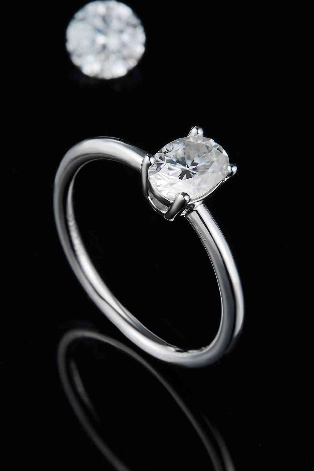 1 Carat Moissanite 925 Sterling Silver Solitaire Ring - Ladyez