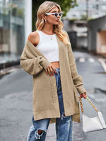 Long Sleeve Waffle-Knit Cardigan - Ladyez