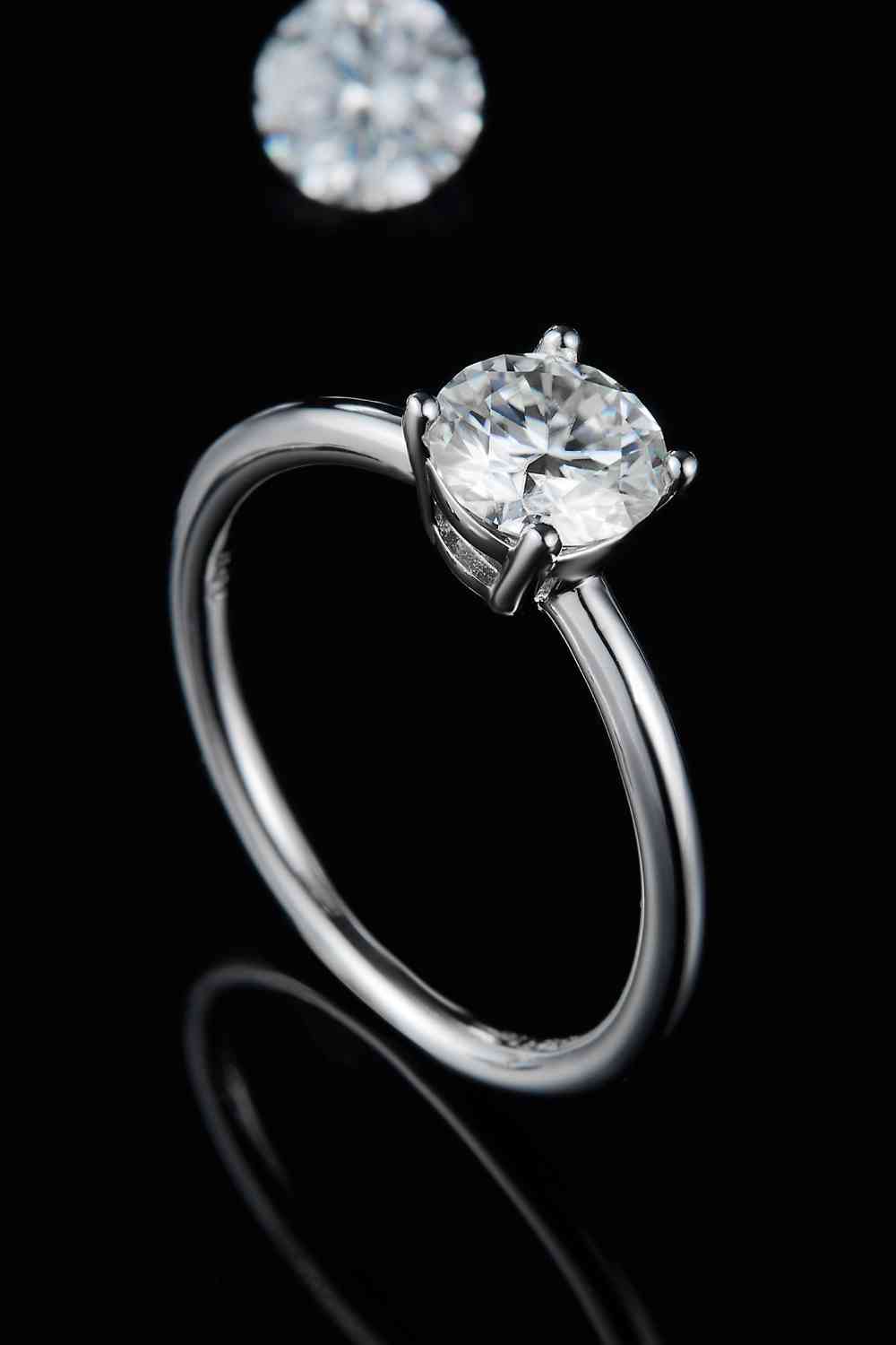 1 Carat Moissanite 925 Sterling Silver Solitaire Ring - Ladyez