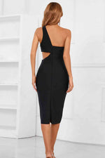 One-Shoulder Cutout Bandage Dress - Ladyez