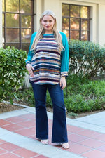 Celeste Design Full Size Striped Long Sleeve Top - Ladyez