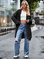 Long Sleeve Waffle-Knit Cardigan - Ladyez