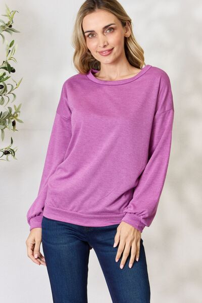 BiBi Tie Back Drop Shoulder Long Sleeve Top - Ladyez