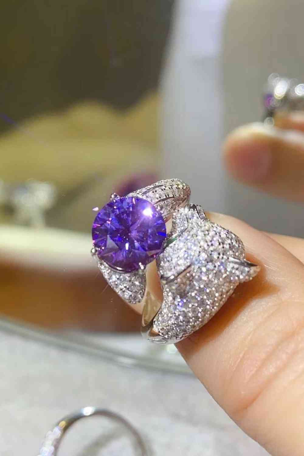 2 Carat Moissanite Adjustable Animal Bypass Ring - Ladyez