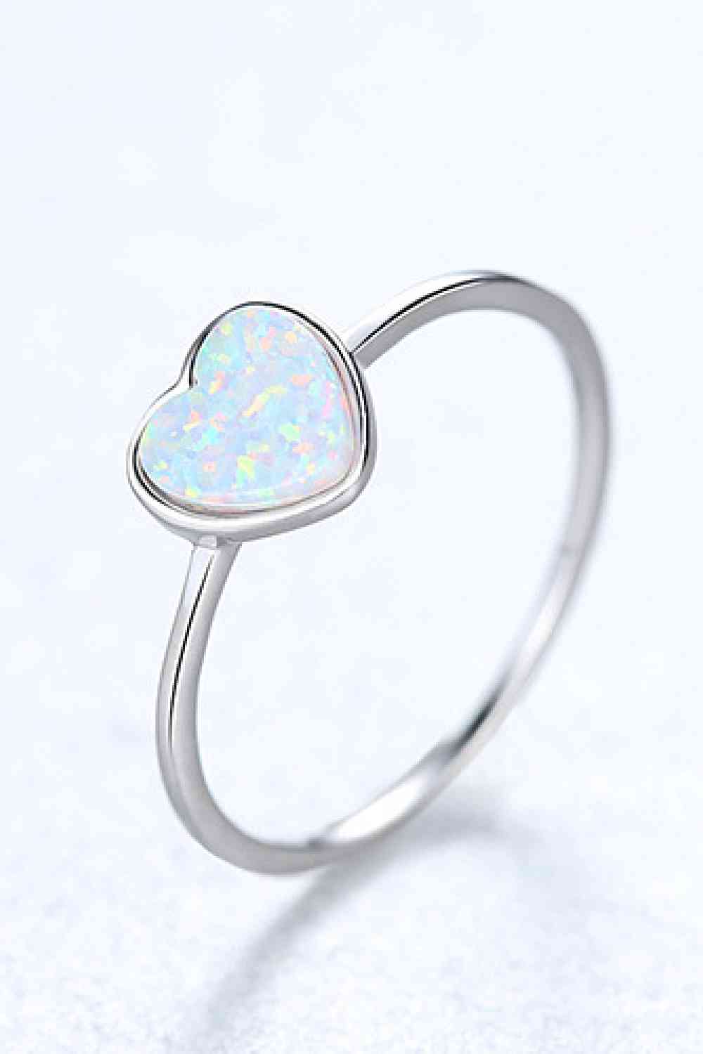 Opal Heart 925 Sterling Silver Ring - Ladyez