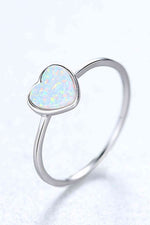 Opal Heart 925 Sterling Silver Ring - Ladyez