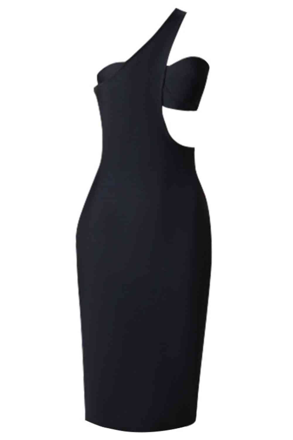 One-Shoulder Cutout Bandage Dress - Ladyez