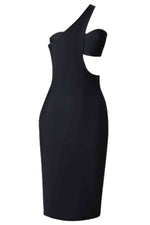 One-Shoulder Cutout Bandage Dress - Ladyez