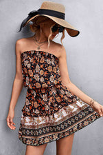 Bohemian Frill Trim Strapless Dress - Ladyez