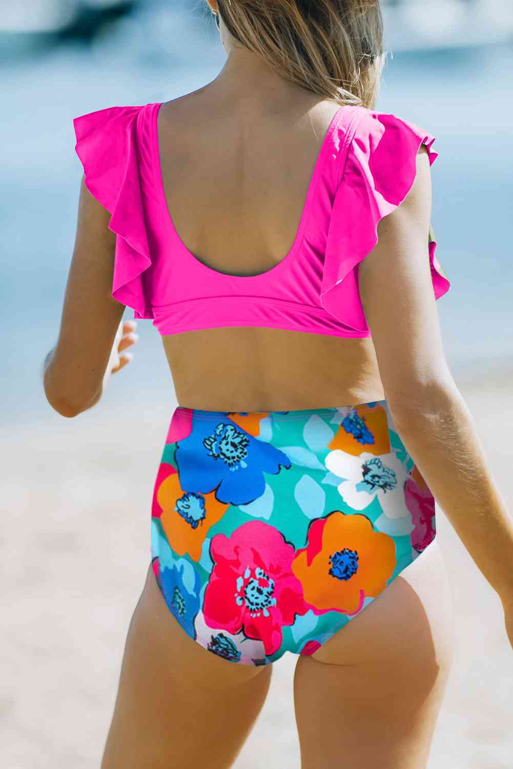 Cropped Swim Top and Floral Bottoms Set - Ladyez