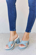 Weeboo Cherish The Moments Contrast Platform Sandals in Misty Blue - Ladyez