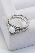 925 Sterling Silver Opal Split Shank Ring - Ladyez