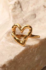 18K Gold Plated Heart-Shaped Ring - Ladyez