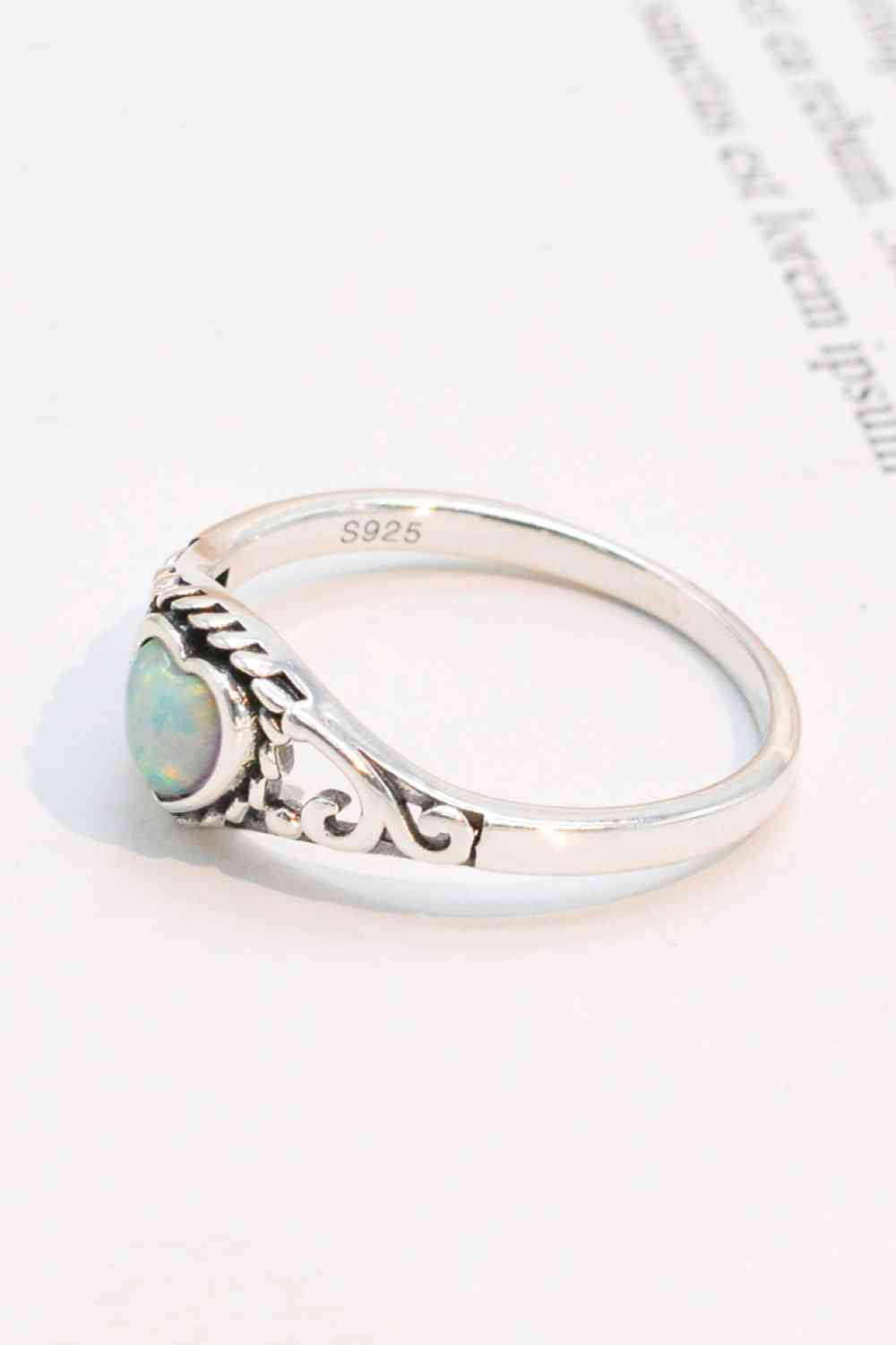 925 Sterling Silver Heart-Shape Opal Ring - Ladyez