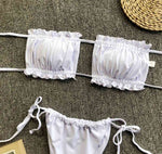 Frill Trim Ruched Bikini Set - Ladyez