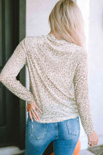 Round Neck Leopard Print Long Sleeve Tee - Ladyez