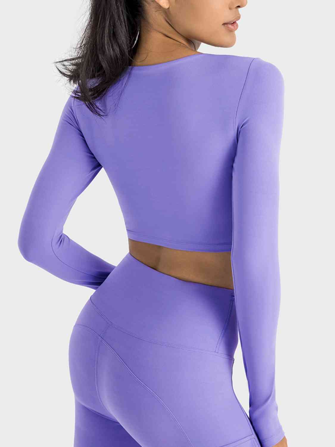 Ruched Cropped Long Sleeve Sports Top - Ladyez