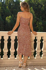 Spaghetti Strap Slit Midi Dress - Ladyez