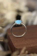 925 Sterling Silver Opal Solitaire Ring - Ladyez