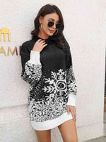 Snowflake Pattern Sweater Dress - Ladyez