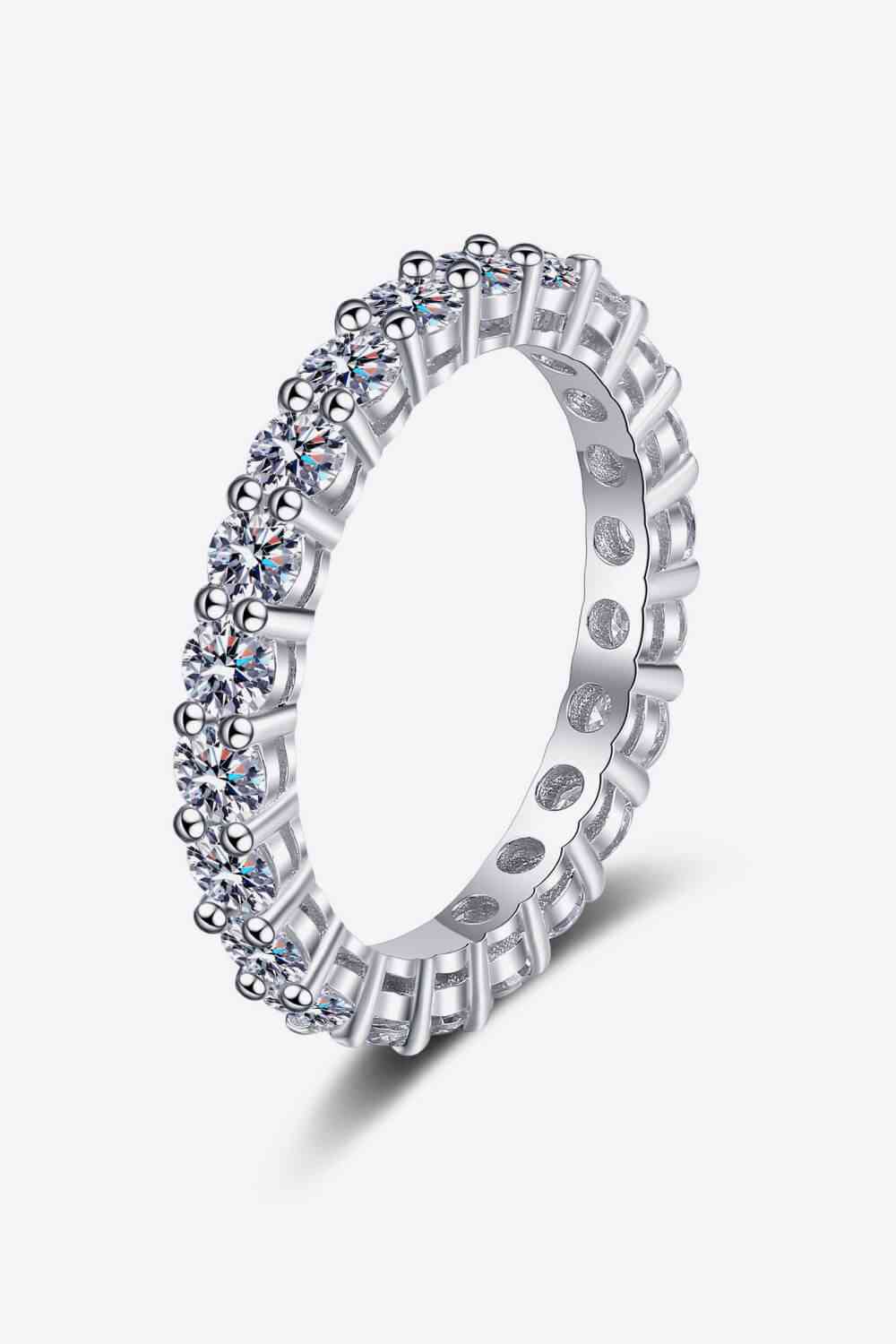 Moissanite Rhodium-Plated Ring - Ladyez