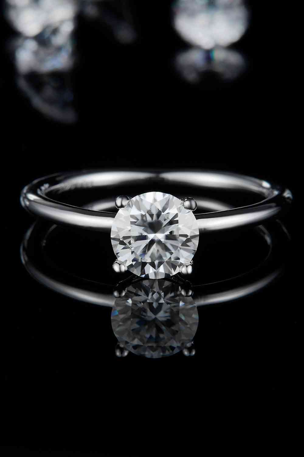 1 Carat Moissanite 925 Sterling Silver Solitaire Ring - Ladyez