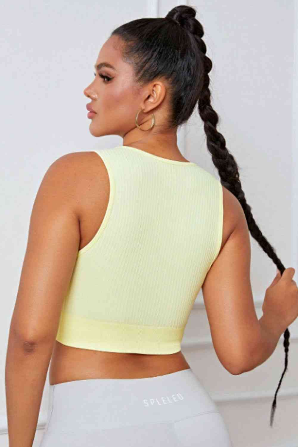 Round Neck Long Active Bra - Ladyez