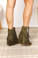 Legend Women's Tassel Wedge Heel Ankle Booties - Ladyez