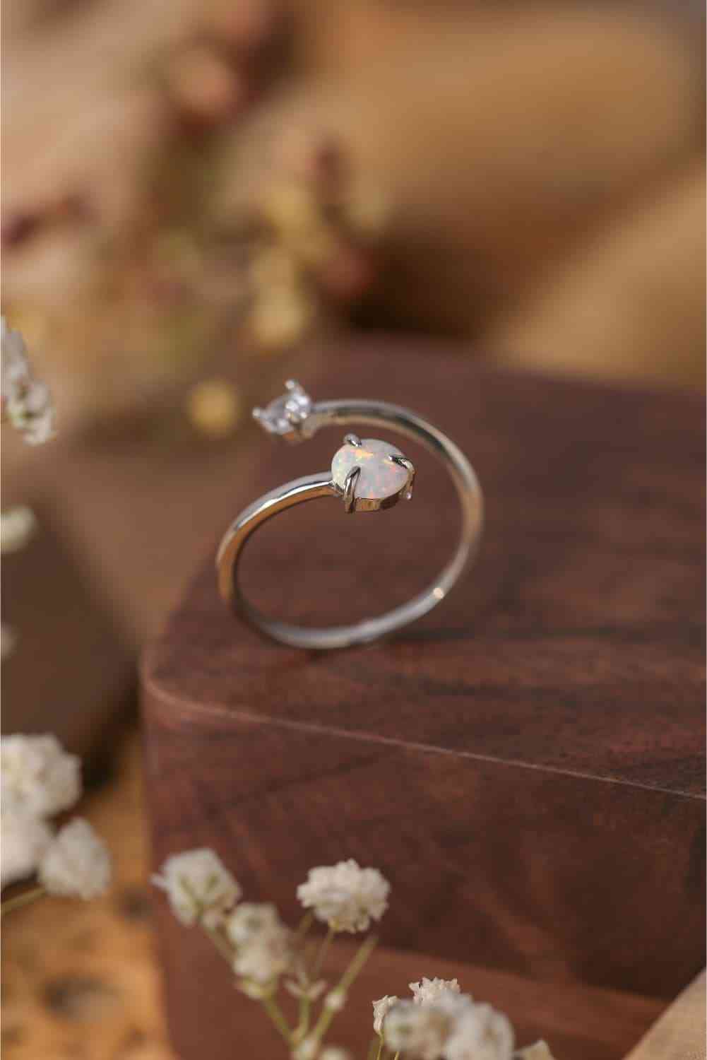 Opal 925 Sterling Silver Bypass Ring - Ladyez