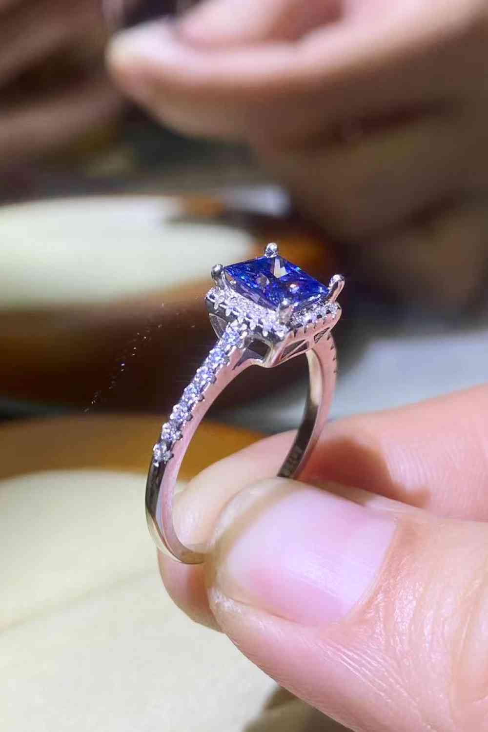 1 Carat Moissanite 925 Sterling Silver Square Ring - Ladyez