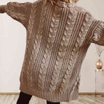 Cable-Knit Open Front Dropped Shoulder Cardigan - Ladyez